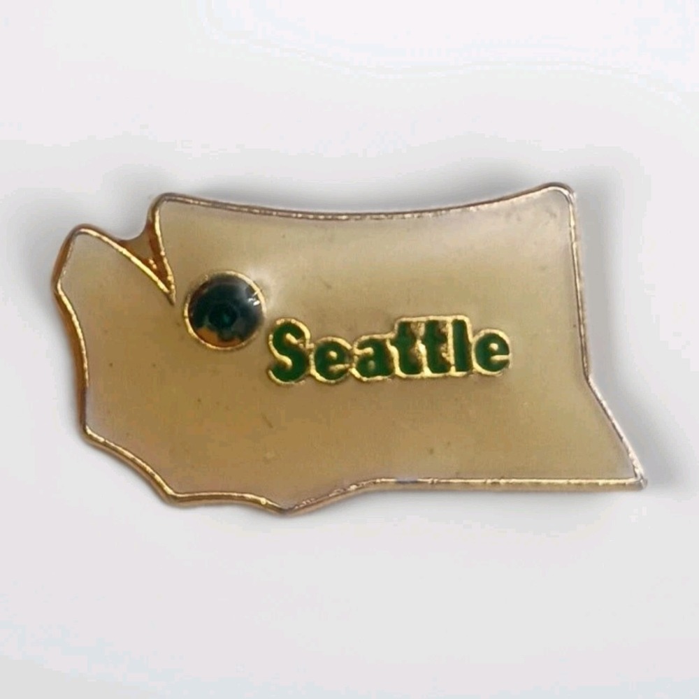 Seattle Washington State Map Enamel Hat Lapel Pin Pinback Tie Tac Souvenir